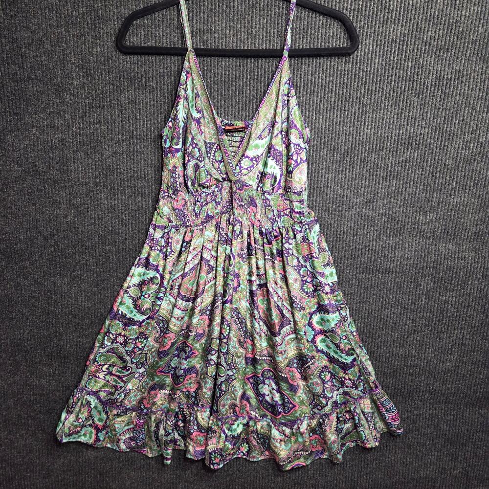 Y2k Paisley Boho Fairy Babydoll Fit and Flare Mini Dress Medium